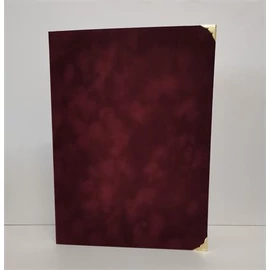 Oklevéltartó, A4, exkluzív, plüss, 4 fém sarokkal, bordó