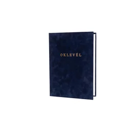 Oklevéltartó, A4, exkluzív, plüss, aranyozva, kék