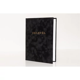 Oklevéltartó, A4, exkluzív, plüss, aranyozva, fekete