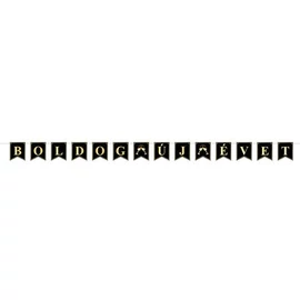 Felirat, 200 cm, "Boldog Új Évet", fekete-arany