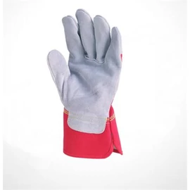 Rakodókesztyű, marhahasítékbőr, 11-es méret, szürke/piros
