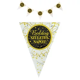 Zászló, 3,6 m, műanyag, "Boldog Szülinapot", elegáns