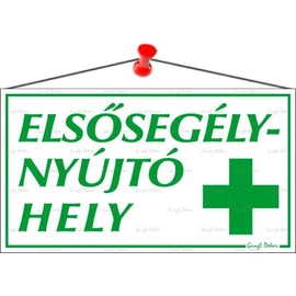 Információs tábla, 22,5x12,5 cm, "Elsősegélynyújtó hely"