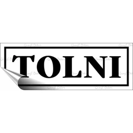 Információs matrica, 14x5 cm, "Tolni", fehér