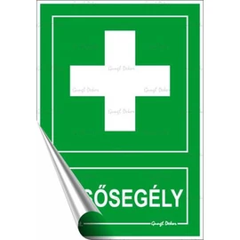 Információs matrica, 11,6x16,6 cm, "Elsősegély"