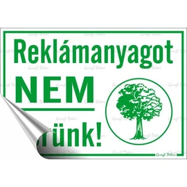 Információs matrica, 11,6x16,6 cm, "Reklámanyagot nem kérünk"