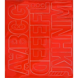 Öntapadós matrica, 5 cm-es, betűlap, ABC első fele, piros