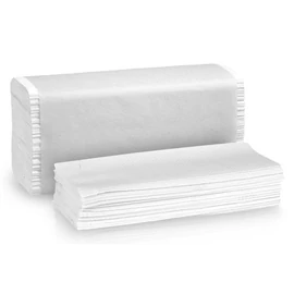 Kéztörlő, V hajtogatott, 2 rétegű, 150 lap, ”Zig-Zag”, hófehér