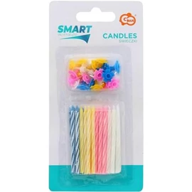 Gyertya, születésnapi, tartóval, 24 db