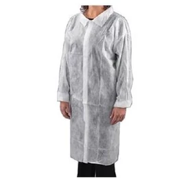 Látogató köpeny, egyszer használatos, tépőzáras, polipropilén, 20g, XL méret, fehér