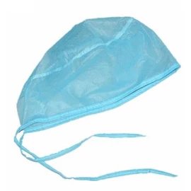 Műtős sapka, kerek forma, hátul megköthető, kék