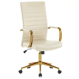 Irodai forgószék, textilbőr borítás, krómozott arany lábkereszt, "Golden 6", bézs