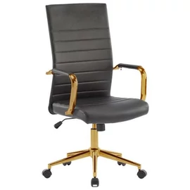 Irodai forgószék, textilbőr borítás, krómozott arany lábkereszt, "Golden 6", fekete