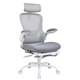 Főnöki szék, fejtámlával szövetborítás, hálós háttámla, "Bilberry", fehér