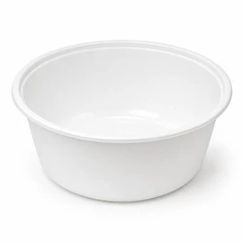 Műanyag leveses tányér, tetőzhető, 750 ml, 50 db, fehér