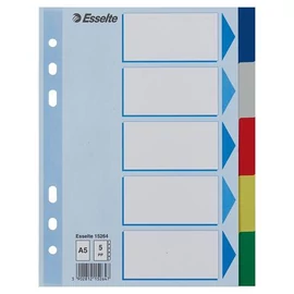 Regiszter, műanyag, A5, 5 részes, ESSELTE, színes