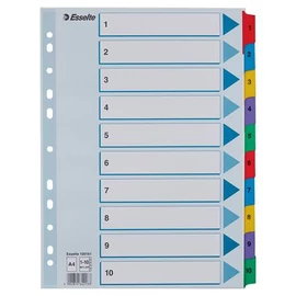 Regiszter, karton, A4, 1-10, ESSELTE "Mylar"