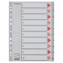 Regiszter, műanyag, A4, 1-10, ESSELTE,szürke