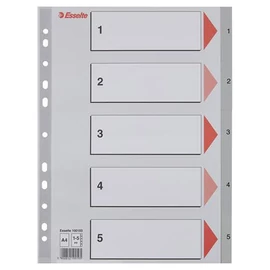 Regiszter, műanyag, A4, 1-5, ESSELTE, szürke