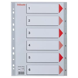 Regiszter, műanyag, A4, 1-6, ESSELTE, szürke