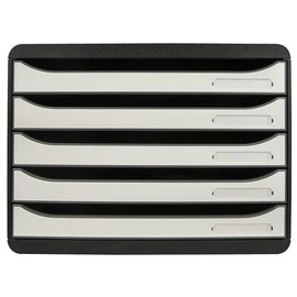 Irattároló, műanyag, 5 fiókos, EXACOMPTA "BIigBox Glossy", fekete-fehér