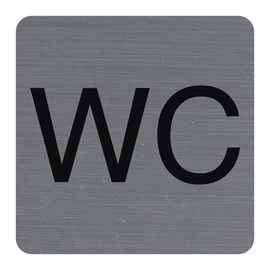Információs tábla, öntapadó, 7,5x7,5 cm, alumíniumhatású, EXACOMPTA, "WC"