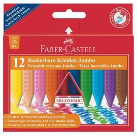 Zsírkréta, háromszögletű, FABER-CASTELL "Jumbo Grip", 12 különböző szín