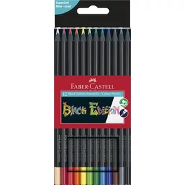 Színes ceruza készlet, háromszögletű, FABER-CASTELL "Black Edition", 12 különböző szín