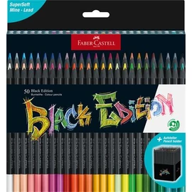 Színes ceruza készlet, háromszögletű, FABER-CASTELL "Black Edition",  50 különböző szín