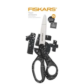 Olló, ifjúsági, 20 cm, FISKARS, foltos fekete