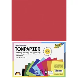 Színes papír, A4, 130 g, 10x10 lap, FOLIA, vegyes színek