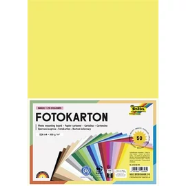 Dekorkarton, 2 oldalas, A4, 300 g, 25x2 lap, FOLIA, vegyes színek