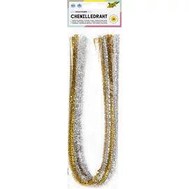 Zseníilia drót, 50 cm, FOLIA, arany-ezüst