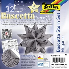Bascetta csillag készlet, 14,5x14,5 cm, 90 g, 32 lap, FOLIA, antracit-gyöngyök