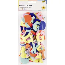 Matrica készlet, filc, 190 db, betűk, FOLIA, különböző színek