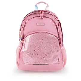Hátizsák, iskolatáska, cipzáras, GABOL "Glam", rózsaszín csillámos
