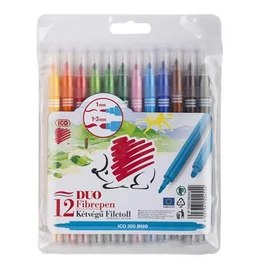 Filctoll készlet, 1/3 mm, kétvégű, ICO "Süni 300 DUO", 12 különböző szín