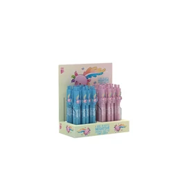 Golyóstoll display, 0,8 mm, nyomógombos, vegyes, ICO "Axolotl", kék