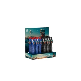 Golyóstoll display, 0,8 mm, nyomógombos, vegyes, ICO "Robot", kék