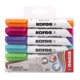 Tábla- és flipchart marker készlet, 3-5 mm, vágott, KORES "K-Marker XW2", 6 különböző szín