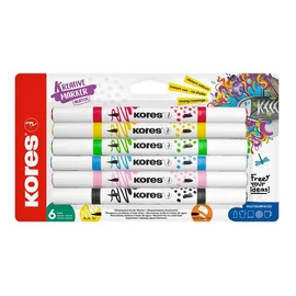 Dekormarker készlet, akril, 1-2 mm, kétvégű, KORES " K-Kreative", 6 különböző szín