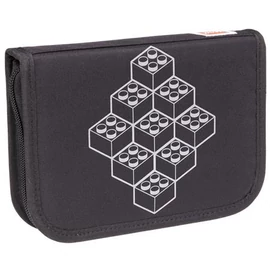 Tolltartó, klapnis, cipzáras, töltött, LEGO "Bricks", fekete-mintás