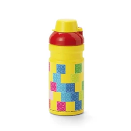 Kulacs, 390 ml, LEGO "Brick", sárga-piros-mintás