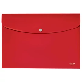 Irattartó tasak, A4, PP, patentos, LEITZ "Recycle", piros