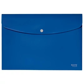 Irattartó tasak, A4, PP, patentos, LEITZ "Recycle", kék