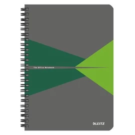 Spirálfüzet, A5, vonalas, 90 lap, laminált karton borító, LEITZ "Office", szürke-zöld
