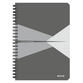 Spirálfüzet, A5, vonalas, 90 lap, laminált karton borító, LEITZ "Office", szürke