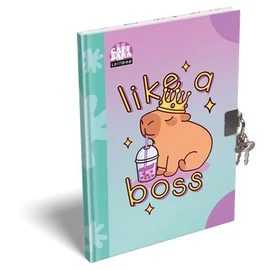 Emlékkönyv, lakattal, A5, keményfedeles, LIZZYSULI "Lollipop Capybara", zöld-lila