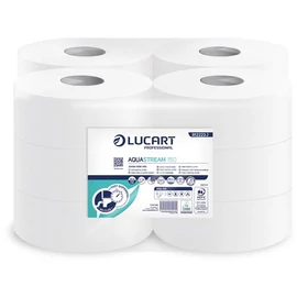 Toalettpapír, 2 rétegű, nagytekercses, 150 m, 19 cm átmérő, LUCART "Aquastream 150", fehér
