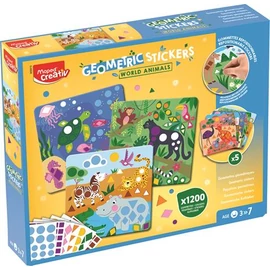 Matrica készlet, geometriai, MAPED CREATIV "Geometric Stickers", a világ állatai